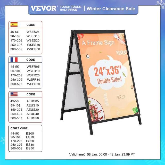 VEVOR Poster Board Stand Double-Sided Easel Stand Metal Floor Sign Holder  for Display Wedding Sign